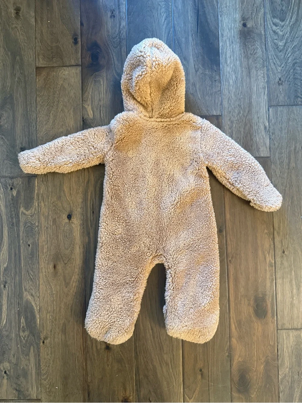 Nike Tan Sherpa Hooded Baby One-Piece Footie
